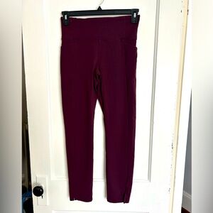 Athleta Burgundy High-Waisted Leggings, Size Small